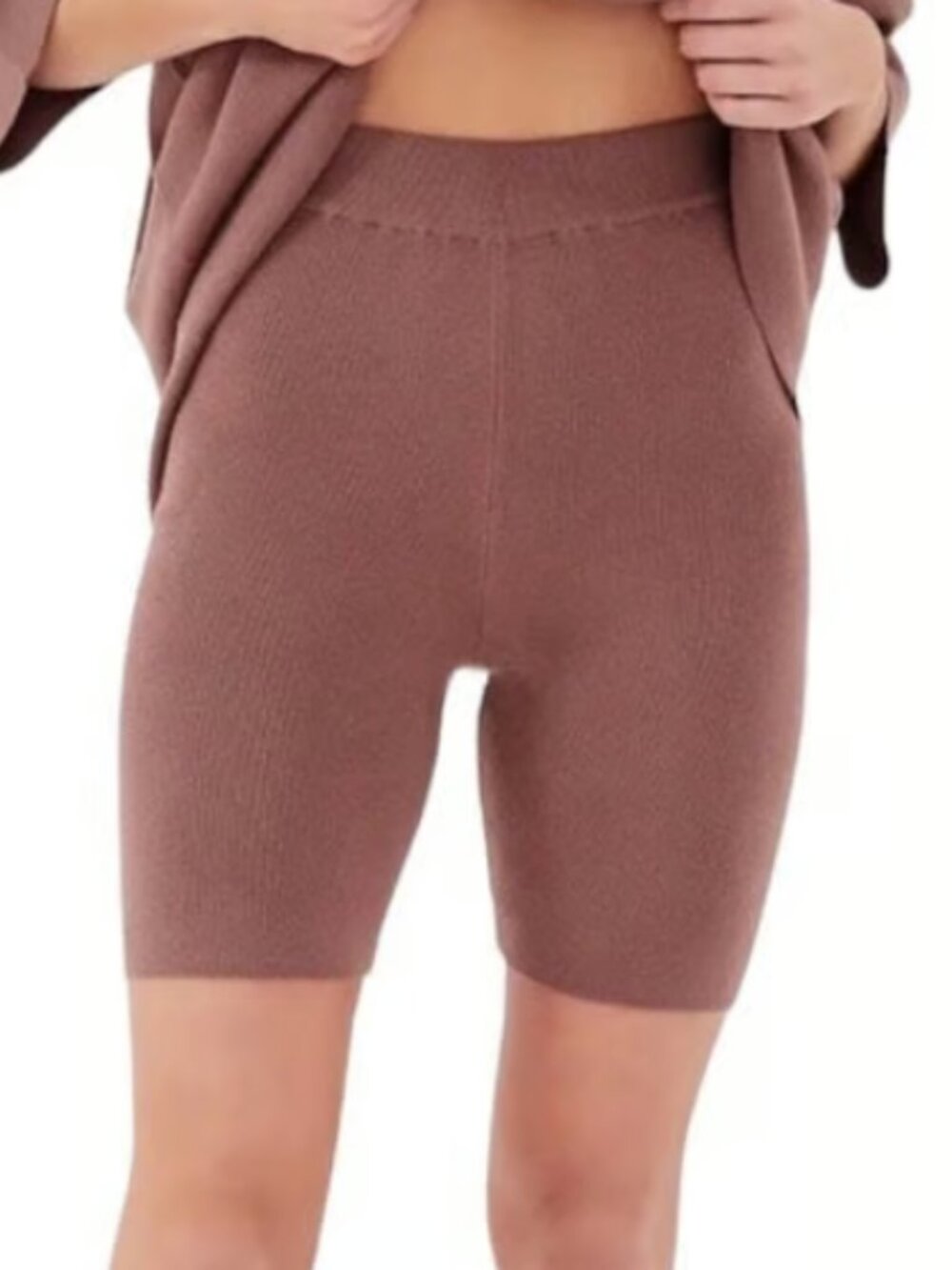 4th and Reckless Knit light brown cycling shorts